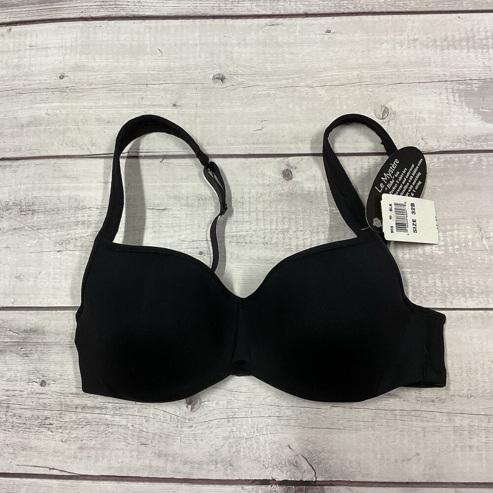 Le Mystere Bra Tisha Womens 32B Black Underwire T-Shirt L’ Image #955 NEW